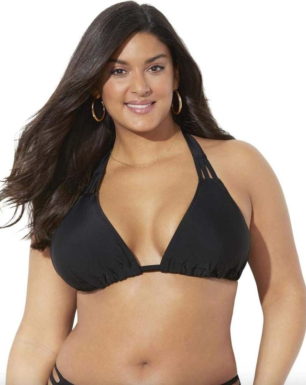 Swimsuits for All Bikini Top Womens 10 Beach Babe Triangle Black Halter Tie Neck